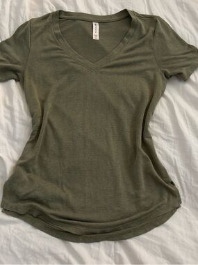 Athleta Soft V-Neck Tee - Olive Green Women's Top